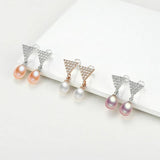 14K Filled Pearl Stud Earrings 7-8.5mm Natural Freshwater for Women Girls