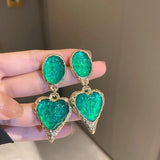 Colorful Heart Earrings Crystal Resin Dangle Earring For Women