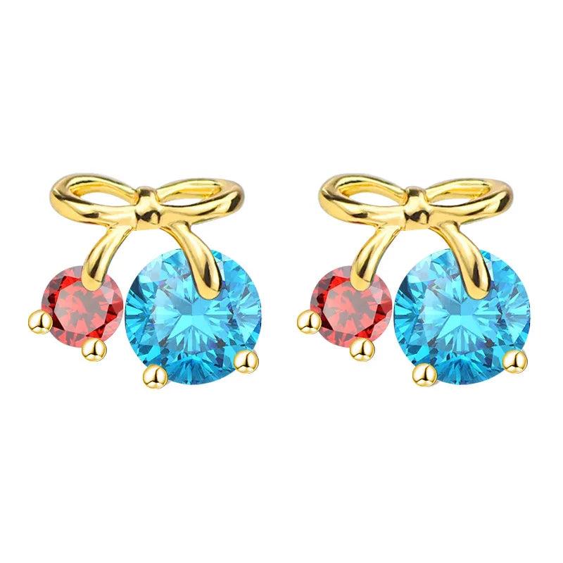 Cherry AAA Zircon Titanium Steel Stud Earrings