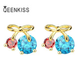 Cherry AAA Zircon Titanium Steel Stud Earrings