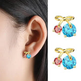 Cherry AAA Zircon Titanium Steel Stud Earrings