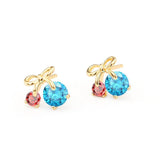 Cherry AAA Zircon Titanium Steel Stud Earrings