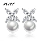 Silver Plated Retro Flower CZ Earrings