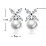 Silver Plated Retro Flower CZ Earrings