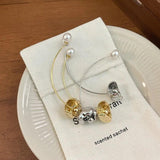 Metal Bluebells Pearl Earrings Long Tassel Earrings