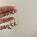 Metal Bluebells Pearl Earrings Long Tassel Earrings