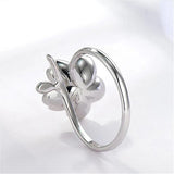 Adjustable Zircon Sakura Ring 925 Silver Women Jewelry Gift