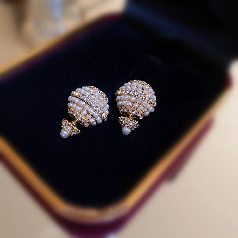 Double Side Pearl Stud Earrings Beauty Gift
