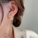 Double Side Pearl Stud Earrings Beauty Gift