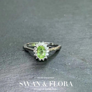 Natural Peridot Ring Adjustable Heart ring Jewelry Women Gift