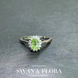 Natural Peridot Ring Adjustable Heart ring Jewelry Women Gift