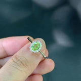 Natural Peridot Ring Adjustable Heart ring Jewelry Women Gift