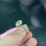 Natural Peridot Ring Adjustable Heart ring Jewelry Women Gift