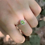 Natural Peridot Ring Adjustable Heart ring Jewelry Women Gift