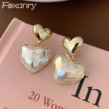Heart Pearl Stud Earrings for Women
