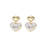 Heart Pearl Stud Earrings for Women
