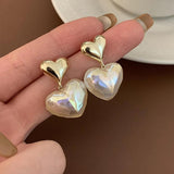 Heart Pearl Stud Earrings for Women