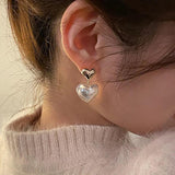 Heart Pearl Stud Earrings for Women