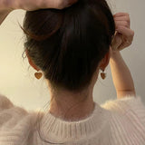 Heart Pearl Stud Earrings for Women