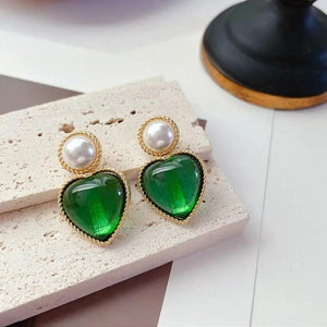 Heart-Shaped Pearl Earrings 925 Silver Needle Banquet Jewelry