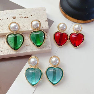 Heart-Shaped Pearl Earrings 925 Silver Needle Banquet Jewelry