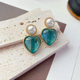 Heart-Shaped Pearl Earrings 925 Silver Needle Banquet Jewelry