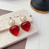 Heart-Shaped Pearl Earrings 925 Silver Needle Banquet Jewelry