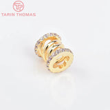 2PCS 9x9.2MM 24K Brass Zircon Spacer Beads High Jewelry Accessories