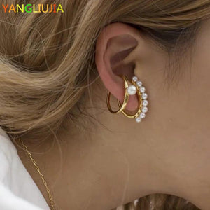 Metal Pearl Ear Bone Earring European And American Style