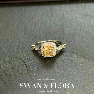 Natural Citrine Ring Adjustable Vintage Fine Jewelry Women Gift