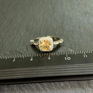 Natural Citrine Ring Adjustable Vintage Fine Jewelry Women Gift