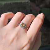 Natural Citrine Ring Adjustable Vintage Fine Jewelry Women Gift