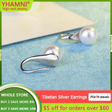 Pearl Stud Eardrop Earrings Tibetan Silver Wedding Accessories