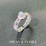 Natural Moonstone Heart Ring - Adjustable Female Jewelry Gift