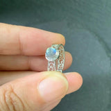 Natural Moonstone Heart Ring - Adjustable Female Jewelry Gift
