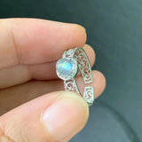 Natural Moonstone Heart Ring - Adjustable Female Jewelry Gift