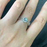 Natural Moonstone Heart Ring - Adjustable Female Jewelry Gift