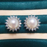 Freshwater Pearl Sterling Silver Stud Earrings Wedding Jewelry