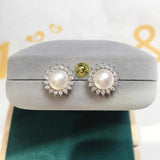 Freshwater Pearl Sterling Silver Stud Earrings Wedding Jewelry