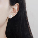 Freshwater Pearl Sterling Silver Stud Earrings Wedding Jewelry
