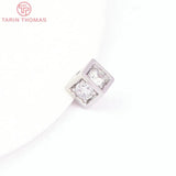 4PCS 6.5x7MM 24K Zircon Square Spacer Beads High Jewelry