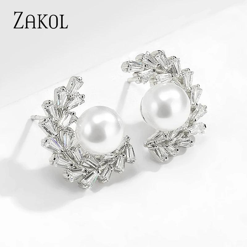 AAA Clear CZ Stone Flower Stud Earring for Women