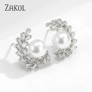 AAA Clear CZ Stone Flower Stud Earring for Women