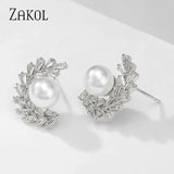 AAA Clear CZ Stone Flower Stud Earring for Women