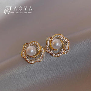 Pearl Flower Earrings for Women's Party