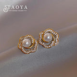 Pearl Flower Earrings for Women's Party