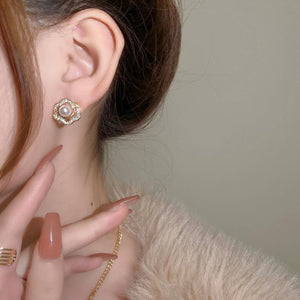 Pearl Flower Earrings for Women's Party