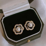 Pearl Flower Earrings for Women's Party