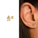 Colorful Zircon Pearl Earrings, 925 Sterling Silver Studs
