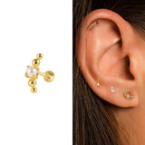 Colorful Zircon Pearl Earrings, 925 Sterling Silver Studs